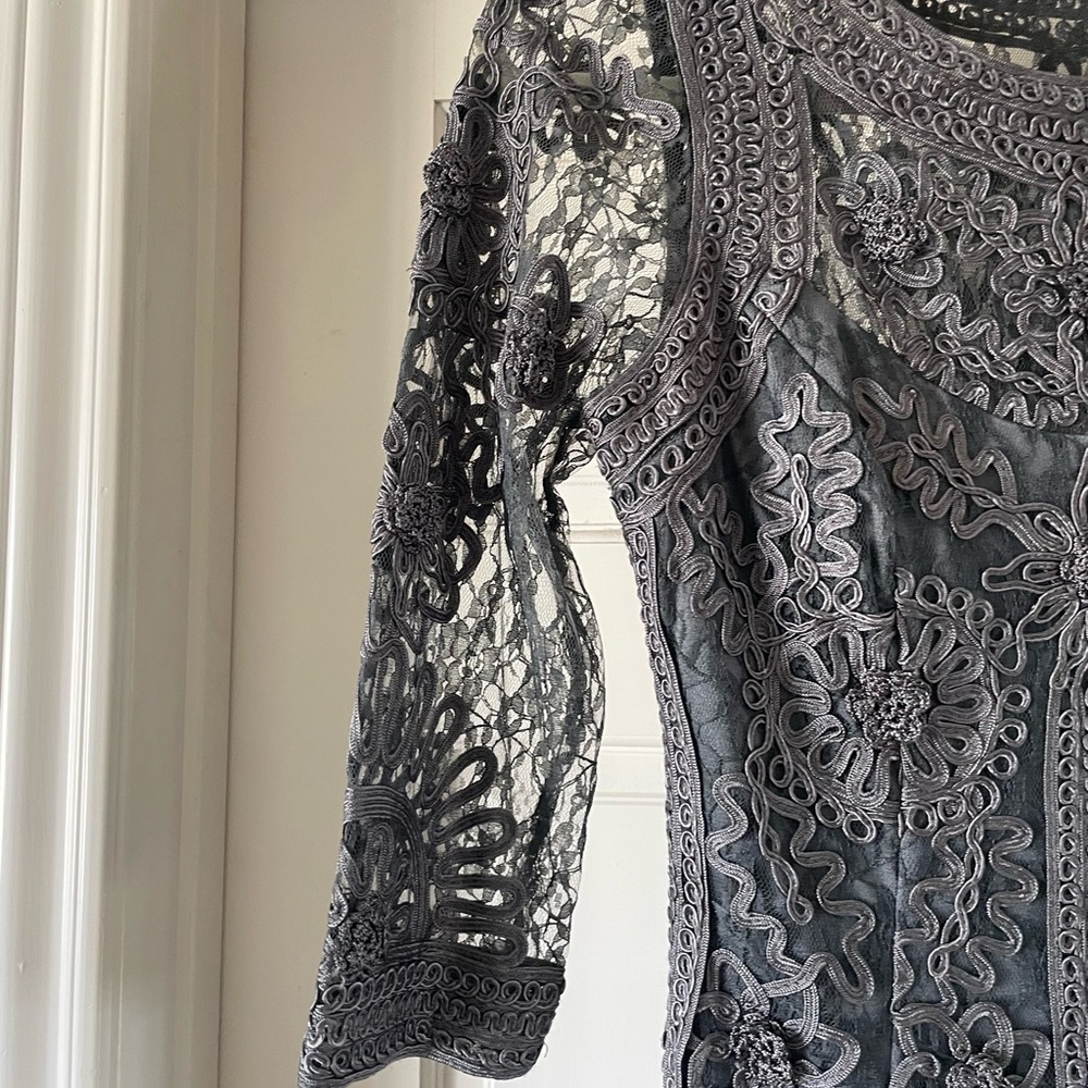 Sue Wong Gray Cocktail Dress - Picture 5 of 9